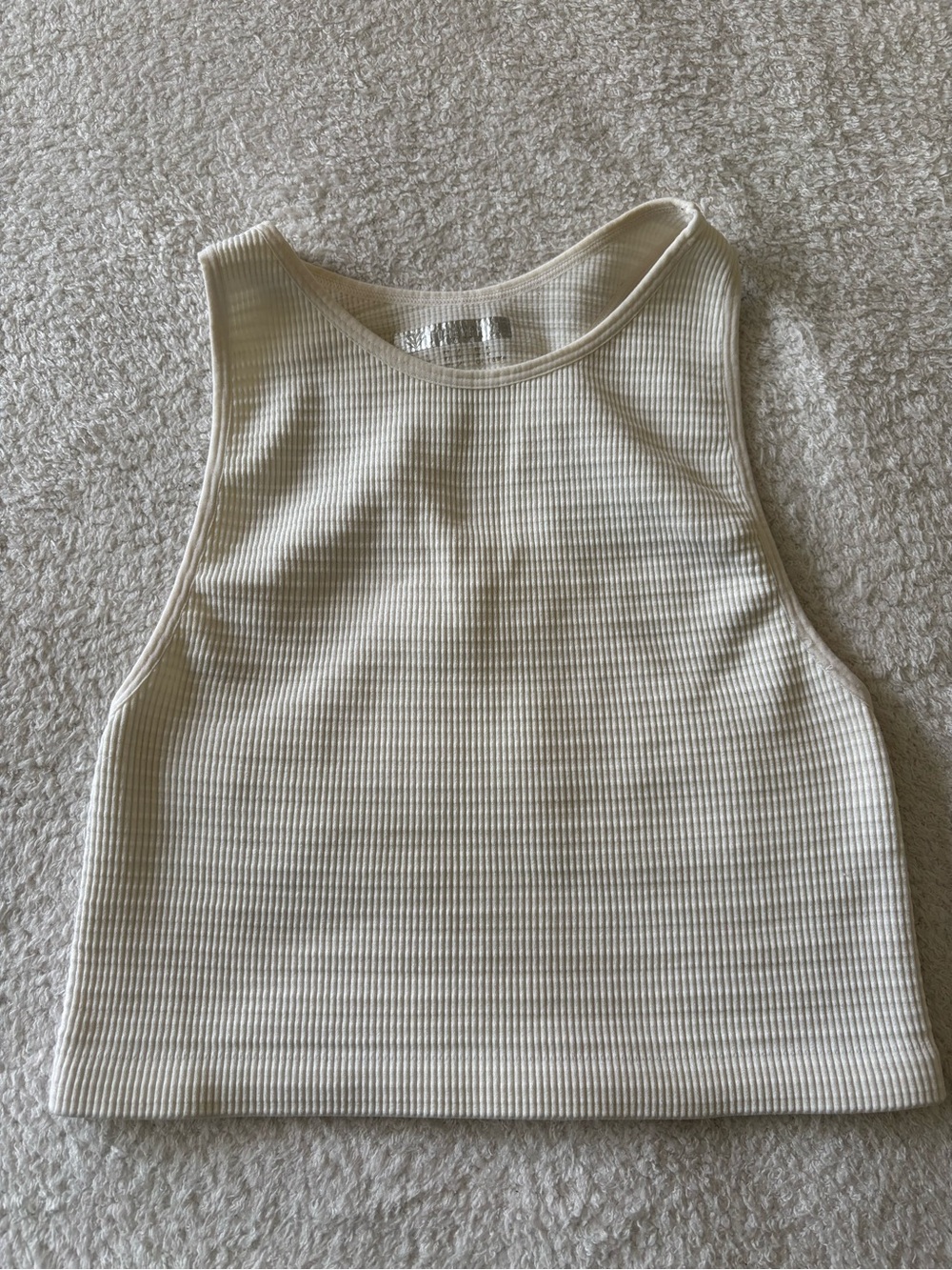 Forever 21 Cream Ribbed  Racerback Crop Tank Top - Picture 5 of 10
